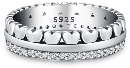 BOIGEGU Anillo de corazón Anillo de plata de ley 925 Anillos para mujer con circonitas Anillos apilables Nudo del amor Anillo de compromiso de plata Anillos de compromiso Regalos de joyería
