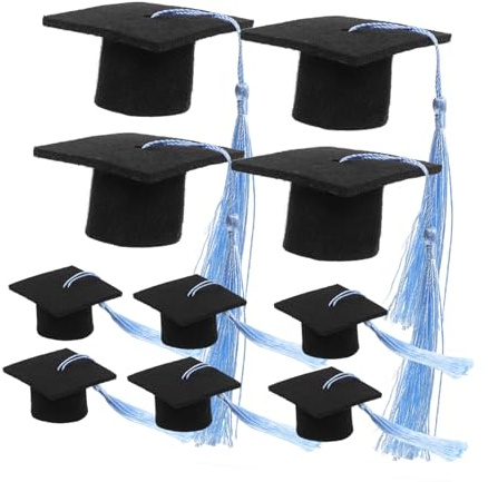 Mipcase 10 piezas Mini Gorros Graduación Decorativos para Cupcakes Adornos Pastel Fiesta Graduación Sombrero con Borla para Ambientar Celebraciones