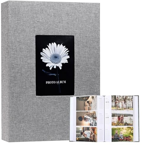Fotoalbum zum Einstecken, Memo-Album für 10x15CM 300 Fotos, 100 Seiten, Leinen Album, Fotoalbum zum Selbstgestalten für Baby Hochzeits Familienfotos Absolvierte Geburtstag(Grau)