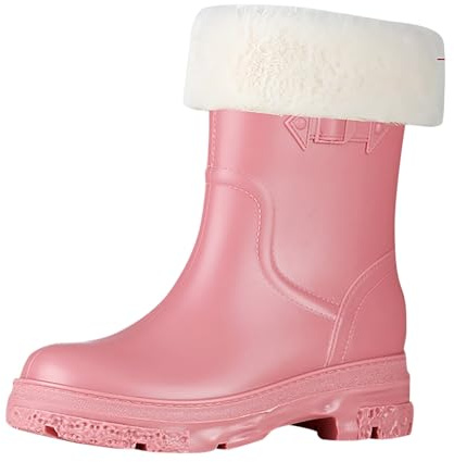 Bottes en caoutchouc pour femme - Chaudes - Doublées - Bottes de pluie imperméables - Chaussures de pluie tendance antidérapantes - Chaussures de jardin mi-hautes confortables - Bottines en caoutchouc