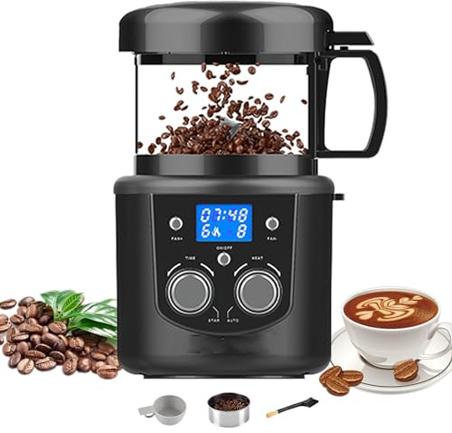 DEaThsalL 100g Household Coffee Roasters Machine,1400W 2 In1 Automatic Coffee Bean Roaster w/Cooling Function,2 Roasting Modes+ 8 Baking Gears + 15 min Timer