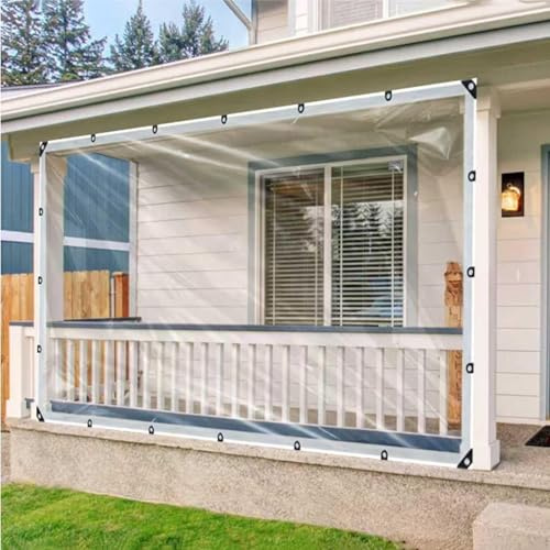 VSHENG Telo Trasparente Tenda in Vinile 0,35mm PVC Telone Impermeabile Resistente agli Strappi per Gazebo Balcone Serra Plastica Teloni(2.4x3m)