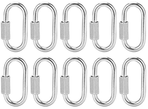 Connettore a maglia rapida Chiusura a catena Durevole Resistente Moschettone filettato a vite sicuro per amaca Rimorchio campeggio Acciaio inossidabile 304 M5 10 pezzi