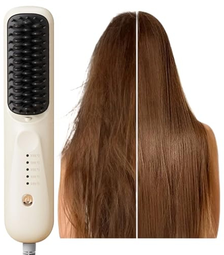 Kanoauo Cepillo alisador, 5 modos de peinado en caliente, pequeño, plancha de pelo portátil para mujeres, para cabello fino y grueso, fino, para mujeres, niñas, viajes, hogar, estudiantes, vida