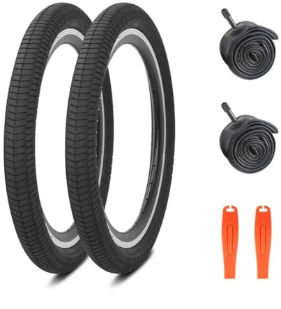ZUKKA Förpackning om 2 stycken fällbara BMX cykeldäck 20x2.3 tum däckcykelmantel 60-406 och förpackning om 2 stycken 20x2.3 tum slang AV35mm ventil för stad/väg/mountainbike däck