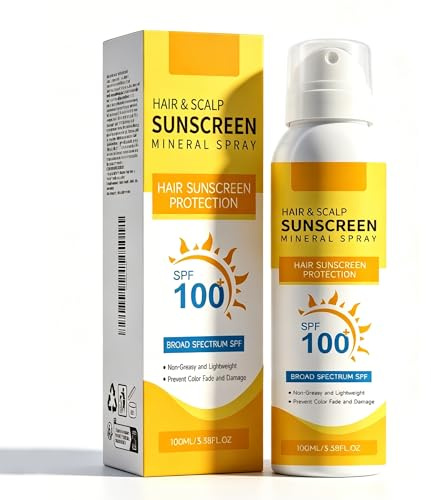 Scalp & Hair Sunscreen Spray, SPF 100 Hair Sun Protection Spray to Prevent Color Fade & Dryness, Lightweight Sun Cream for Hiking, Beach, Running (1pcs)