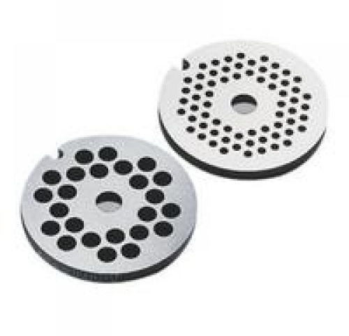 Bosch Lochscheiben MUZ45LS1, für Fleischwolf, 2 Scheiben: 3mm, 6mm, Edelstahl, für gekochtes oder rohes Fleisch, Fisch, Gemüse zu Pasteten, Tatar, spülmaschinengeeignet für MUM 4, MUM 5 Küchenmaschine