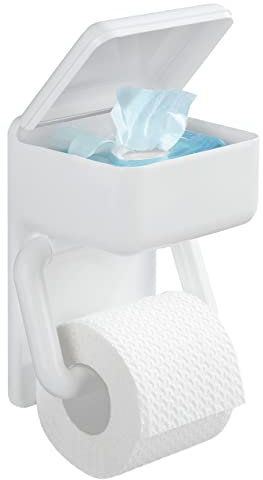 Maximex Toilettenpapierhalter 2 in 1 mit Ablage, aus Kunststoff, inkl. Montagematerial, 16 x 20 x 11 cm