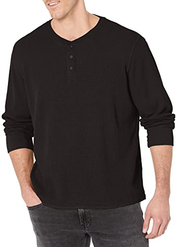 Wrangler Authentics Long Sleeve Waffle Henley Maglietta a Maniche Lunghe Senza Collo, Caviale, 3XL Uomo