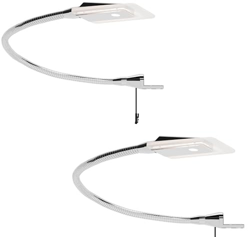 kalb Material für Möbel LED Bettleuchte Leseleuchte Flexleuchte Nachttischlampe Leselampe Nachtlicht, Modell:2er SET chrom