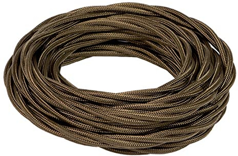 FANTON cavo elettrico tessile colore marrone treccia seta 10mt 3G0,75 filo rivestito in tessuto vintage stile retrò per lampadari applique 93866-10