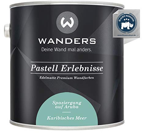 Wanders Pastell Erlebnisse 2,5L - Karibisches Meer/Blasses Türkis - Edelmatte Wandfarbe! Küchenmöbellack und Möbelfarbe. Kreidefarbe für Holz & mehr. Hohe Deckkraft, schnell trocknend