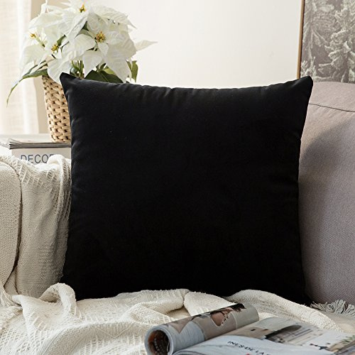 MIULEE Kissenbezug 65x65 cm samtkissen couchkissen Schwarz | Kissenhülle Dekorative Dekokissen Sofakissen Wurfkissenbezug mit Verstecktem Reißverschluss Sofa Schlafzimmer
