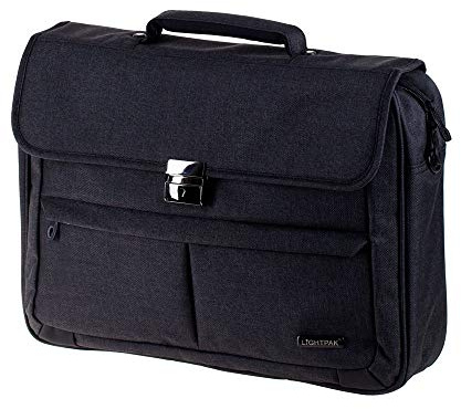 LIGHTPAK 46145 Laptoptasche Motion, Notebooktasche für 17 Zoll Laptops, Umhängetasche aus 600D Polyester mit Organizer-Fach, Businesstasche, Geschäftstasche, Anthrazit, Grau, ca. 34 x 43 x 12 cm