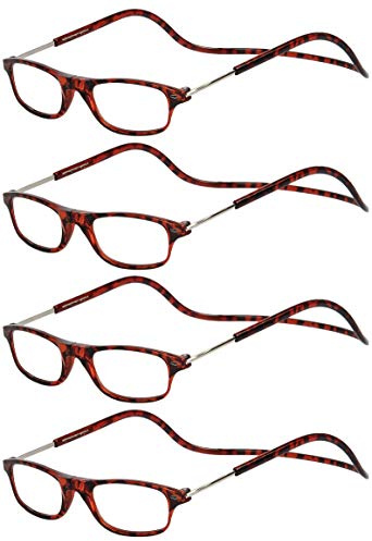 TBOC Pack: Lesebrille Lesehilfe für Herren Damen - [Pack 4 Einheiten] Dioptrien +1.50 Braun Schildpatt Fassung Stärke PC Handy Faltbar Frau Mann Magnetverschluss Clip Alterssichtigkeit Presbyopie