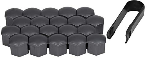 X AUTOHAUX Radmutternkappen 21mm Grau 20 STK Für Autos Aus Plastik | Rostschutz, Korrosionsschutz, Langlebig, Geruchlos, Einfache Installation, Inklusive Entfernungswerkzeug, 1x Schwarzer Clip