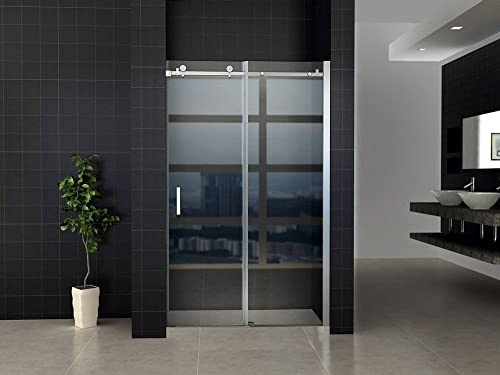 Aloni Nischendusche Schiebetür ESG Sicherheitsglas 8 mm Nano Beschichtung Duschtür Glasdusche Badezimmer Duschabtrennung 200 cm Höhe 140 cm Breite Chrom Klarglas