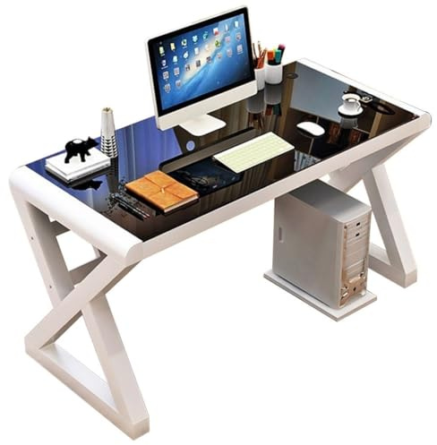YUESFZ Mobili per Computer Scrivania per Computer Moderna E Semplice, Banco da Lavoro per PC Desktop Domestico, Scrivania Economica, Tavolo da Studio in Vetro Temperato