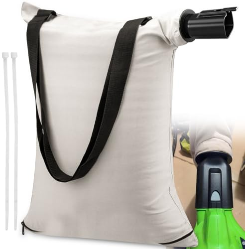 31101810 Blower Debris Vacuum Bag, Compatible with Greenworks Vacuum Bag 24022 24072 Leaf Blower Vacuum Debris White Cloth Bag w/Zipper,Replace 31103148
