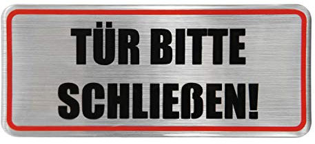 BIKE-label Türschild 3D Aufkleber 93 x 40 mm Alu Optik Tür bitte schließen 900027VA