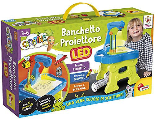 Liscianigiochi- Carotina Banchetto Proiettore LED Scuola di Scrittura, Multicolore, 88614, a partire da 3 anni