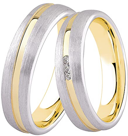 DOOSTI Damen Herren Ring Bicolor 925 Sterling Silber Gelbgold Partner Ring Frauen Männer als Verlobungsring Ehering Trauring inkl. Gravur mit Namen (Ring ohne Zirkonia, 64)