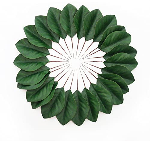 Namzi Artificial Green Magnolia Leaves Pack of 40 for Wedding Decor, Home Decor, Indoor Decor, Book Decorative, Bookmark, Fake Leaves Decor, Magnolia Wreath, Artificial Plants