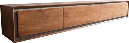 DELIFE TV-Board Stonegrace Akazie Braun Steinfurnier 200 cm 4 Türen | Schwebend Lowboard