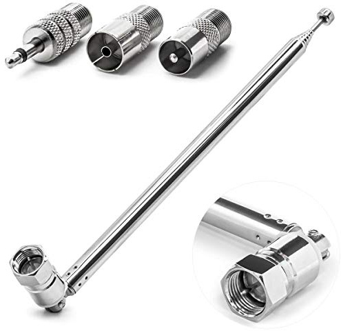 iFreGo Antenne Radio Dab AM FM, Antenne Télescopique 75 Ohm, F Plug Antenne FM, Autoradio avec Antenne de Tige Extensible, Antenne FM Universelle pour TV Récepteur Stéréo Radio Portable