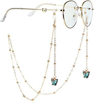 Brillenkette Mode Gold Brillenketten Mit Bunten Tier Schmetterling Anhänger Frauen Brillen Perlenkette Sonnenbrillen Schmuck 03