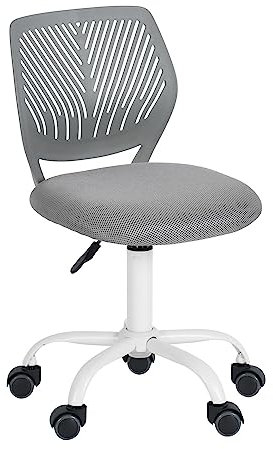 Homy Casa Schreibtischstuhl Verstellbarer Drehstuhl Bürostuhl Stoffsitz Ergonomischer Arbeitsstuhl ohne Armlehne, Grau