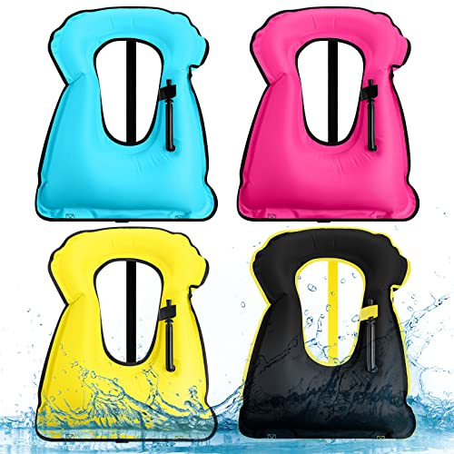 Jerify 4 Pcs Inflatable Swim Vest for Adults Portable Swim Vest Jackets Adjustable Diving Jackets for Adult Swimming Diving(Yellow, Rose Red, Black, Blue)
