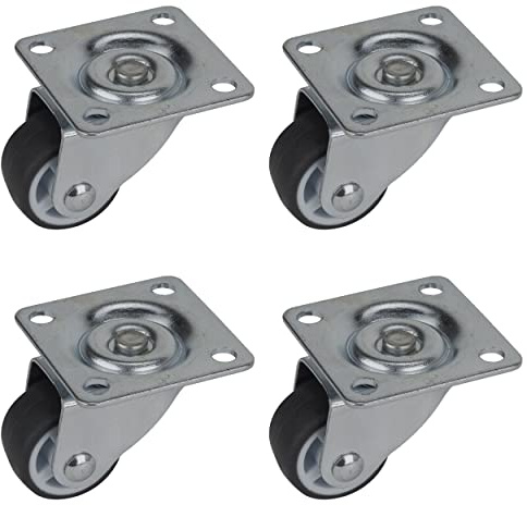 Dörner + Helmer Möbel-Lenkrolle mit Softrad und Platte, 25x13 mm, Gleitlager, Platte 40x40 mm, Tragkraft 45 kg/Set