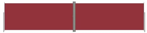 vidaXL Toldo Lateral Retráctil Jardín Separador Terraza Balcón Pantalla Solar Viento Enrollable Función Retroceso Automático Rojo 220x1000 cm