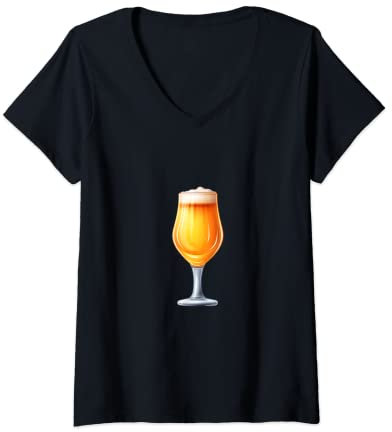 Femme Buveur de bière en verre tulipe T-Shirt avec Col en V