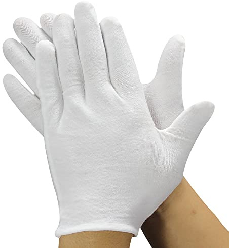 Baumwollhandschuhe, Handpflege, Arbeitshandschuhe, fusselfrei, Größe XL, Weiß, 5 Paar