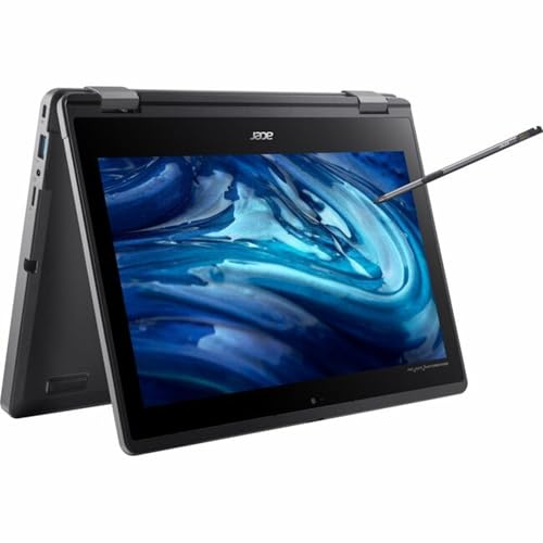 Acer TravelMate Spin B3 B311RN-33 TMB311RN-33-C62J Portátil 2 en 1 con pantalla táctil de 11.6 pulgadas, HD, 1366 x 768, Intel N100 Quad-core (4 núcleos), 8 GB de RAM total, SSD de 128 GB, color negro