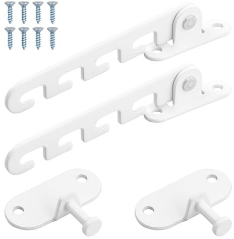 Anseom Set di 2 Ferma Finestra, Bianco Limitatore Apertura Finestra Ferma Finestra Aperta Interno con Viti, Regolatore Chiavistelli di Finestra Adatta per Finestre Scorrevoli, Finestre Normali