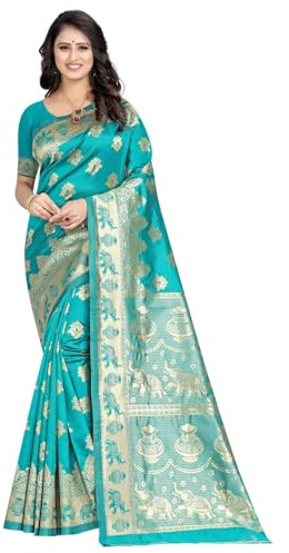 C J Enterprise Pari9016-54 - Saree de seda kanjivaram pura para mujer, diseño suave con blusa