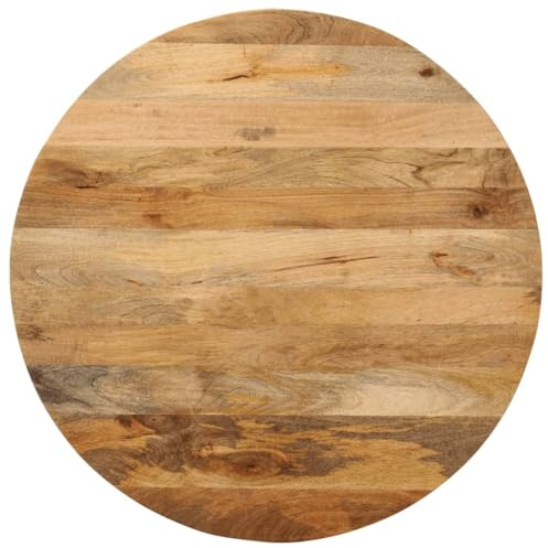 vidaXL Tablero de Mesa Redondo Madera Maciza de Mango Ø 80x3,8 cm, Superficie de Mesa, Tablero de Mesa de Madera, Tablero de Mesa de Centro