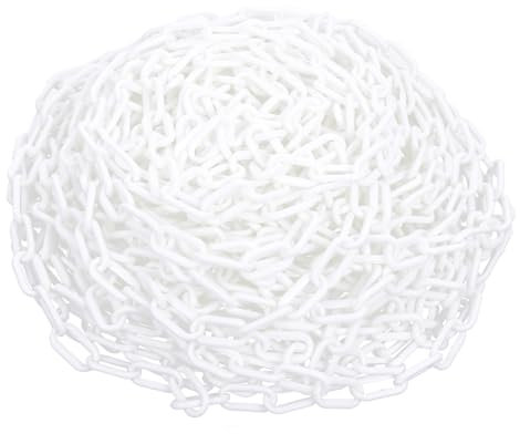 szkoo Chaîne de délimitation de 30,5 m en plastique blanc pour la sécurité d'avertissement, le contrôle des personnes, le trafic, la file d'attente