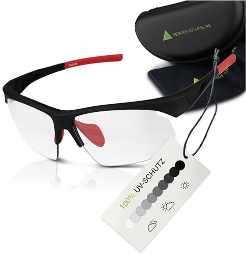 HEROES OF LEISURE® Selbsttönende Fahrradbrille für Herren - Windschutz Sport Sonnenbrille mit UV400-Schutz - Photochromatische Sportbrille (Radbrille) für Rennrad, MTB oder als Laufbrille
