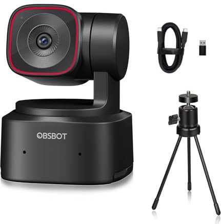 OBSBOT Tiny 2 Lite, PTZ 4K Webcam 1080P@60fps HDR, PC Kamera mit KI-Tracking, Mikros mit KI-Geräuschunterdrückung, Stativ, Gestensteuerung, Autofokus, Plug&Play, Ideal für das Gaming oder Streaming