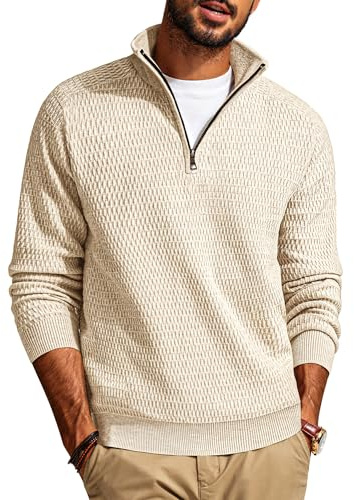 PJ PAUL JONES Pullover Herren Troyer mit Reissverschluss Arbeitspullover | Half zip, rollkragenpullover, v-ausschnitt, feinstrick, soft, winter warm
