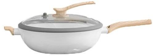 BGFYUSF Pentola in Ceramica Padella Antiaderente Senza Rivestimento Bianco Wok antiruggine Senza Fumo Elettricità a Gas，D-32cm