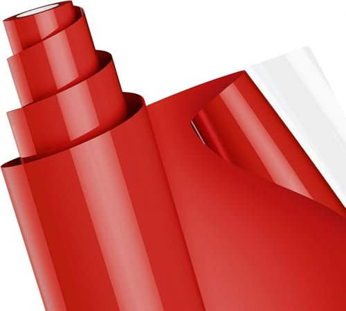 Heat Transfer Vinyl, 12 x 5ft Iron On Vinyl PU for Fabric, DIY T-Shirt, Clothing, Pillows Fabric, Hats, Bags and Other Textiles (Red)