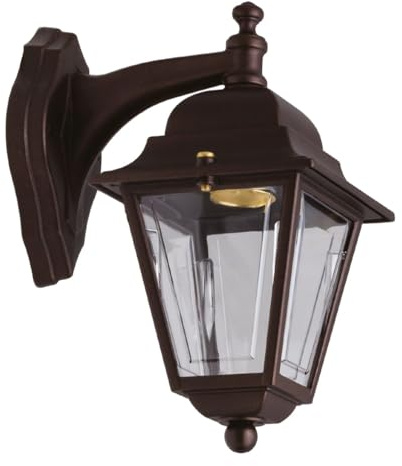 Licht-Erlebnisse Außenwandleuchte Antik Braun aus Messing E27 IP43 H: 26 cm Rustikale Außenlampe Garten Wandlampe außen Wandlaterne Haustür