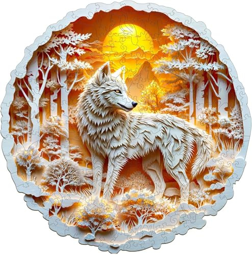 KAAYEE Puzzles en Bois, Loup Animaux Wooden Puzzle Adulte