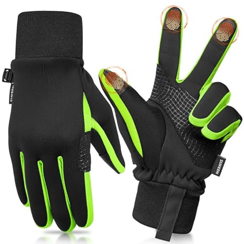 Sukeen Kids Winter Gloves, Lightweight Touchscreen Gloves for Kids,Green, M