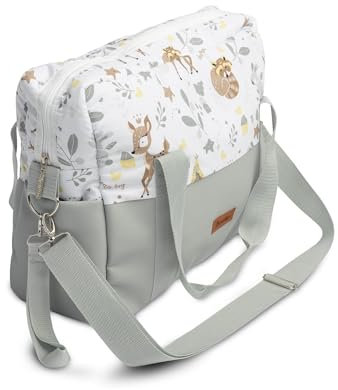 SENSILLO - Wickeltasche Kinderwagen - Kinderwagen Organizer - Kinderwagentasche mit Reißverschluss, Kinderwagenbefestigung, mit kurzen Griffen und langem Schulterriemen - 43x30x13 cm - Weiß